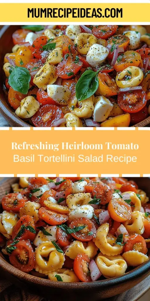Discover the deliciousness of Heirloom Tomato Basil Tortellini Salad, a colorful and refreshing dish that shines with seasonal flavors. Packed with vibrant heirloom tomatoes, aromatic basil, creamy mozzarella, and tender cheese tortellini, this salad is perfect for summer picnics or light dinners. Easy to prepare and customizable, it’s a delightful way to enjoy fresh ingredients. Treat yourself to this healthy and satisfying recipe that brings together beautiful flavors and textures.