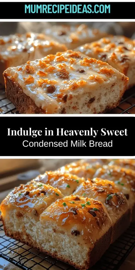 Discover the joy of baking with this Heavenly Sweet Condensed Milk Bread recipe! This delightful treat combines a tender crumb and sweet flavor, making it perfect for breakfast, snacks, or gatherings. With simple ingredients like all-purpose flour, sweetened condensed milk, and butter, you can create a homemade loaf that fills your home with an irresistible aroma. Enjoy it plain, with spreads, or even as French toast. Get ready to immerse yourself in the art of sweet bread-making!