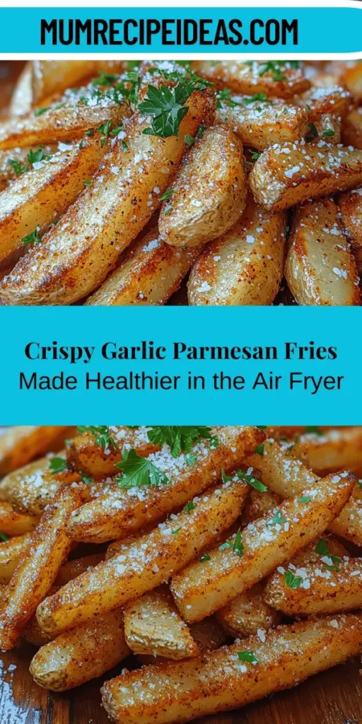 Discover the ultimate way to enjoy your fries with this Crispy Air Fryer Garlic Parmesan Fries recipe! Perfect for game nights, family dinners, or a savory late-night snack, these fries combine the rich flavors of garlic and Parmesan for a mouthwatering treat. With the air fryer, you can enjoy all the crispy goodness with significantly less oil, making these fries a healthier option. Follow our step-by-step instructions to achieve that perfect crunch and serve with your favorite dips for an unforgettable snack experience.