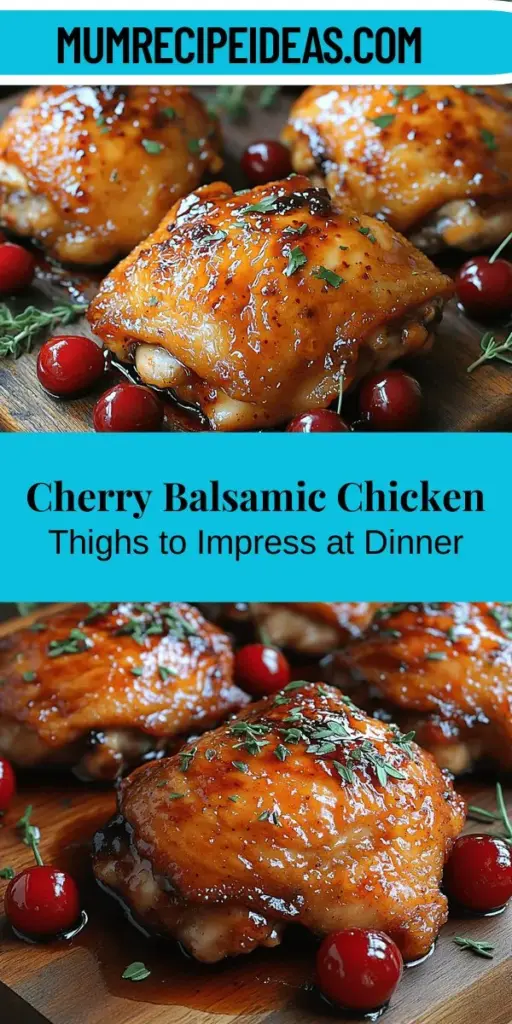 Discover the deliciousness of Cherry Balsamic Chicken Thighs, a flavorful dish that combines juicy chicken thighs with a sweet and tangy cherry balsamic sauce. Perfect for family dinners or special occasions, this recipe showcases how simple ingredients can create extraordinary flavors. With tips on selecting the best ingredients and step-by-step preparation, you'll impress your guests and enjoy a meal that’s both satisfying and visually stunning. Get ready to elevate your cooking game!