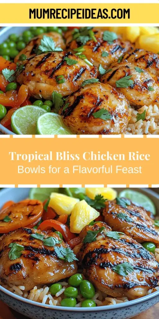 Dive into a tropical paradise with these Tropical Bliss Pineapple Chicken Rice Bowls! This vibrant dish combines juicy pineapple, marinated chicken, and colorful vegetables, all served on a bed of fluffy jasmine rice. Perfect for any occasion, it's easy to adapt for various dietary preferences, whether gluten-free, dairy-free, or vegetarian. Enjoy a delightful meal packed with nutrition and freshness that will transport your taste buds to sun-kissed shores with every bite.