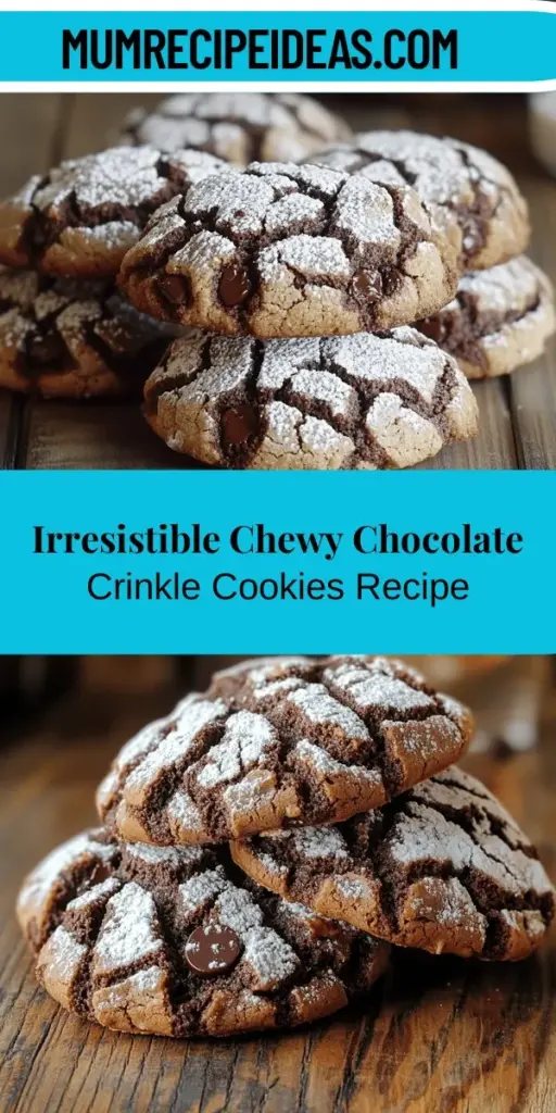 Discover the mouthwatering delight of decadent chewy chocolate crinkle cookies with this easy-to-follow recipe. Perfect for any occasion, these cookies feature a rich chocolate flavor and a unique crackled surface dusted with powdered sugar. With chewy centers and crisp edges, each bite delivers sweetness and indulgence. Ideal for sharing at gatherings or enjoyed alongside a glass of milk, these cookies are sure to become a favorite in your baking repertoire. Get ready to impress your family and friends with these irresistible treats!