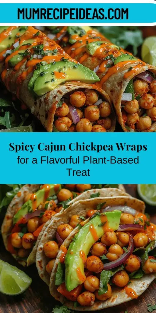 Discover the delicious world of plant-based eating with Spicy Cajun Chickpea Wraps! Bursting with flavor, these wraps feature protein-rich chickpeas seasoned with zesty Cajun spices, creamy avocado, and fresh vegetables, all wrapped in a wholesome whole wheat tortilla. Perfect for lunch or dinner, this easy recipe provides a satisfying combination of textures and nutrients. Enjoy a hearty, nutritious meal that’s as fun to make as it is to eat!