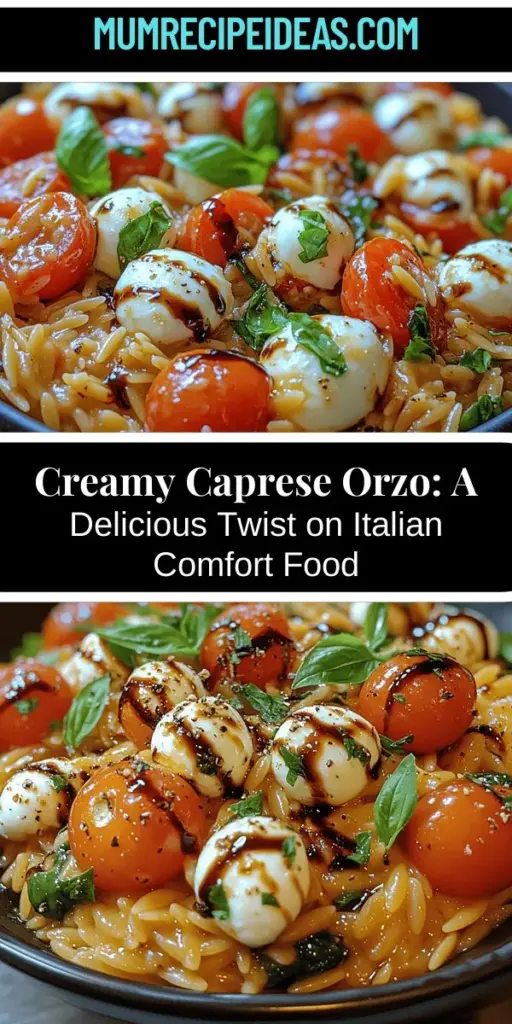 Discover the delightful Creamy Caprese Orzo, a perfect blend of classic Italian flavors and creamy comfort. This easy-to-make dish combines orzo pasta with fresh tomatoes, creamy mozzarella, and aromatic basil, creating a satisfying meal that impresses every time. Ideal for weeknight dinners or gatherings, the recipe highlights nutritious ingredients and offers a modern twist on traditional Caprese salad. Enjoy this delicious fusion that is sure to become a favorite in your kitchen!