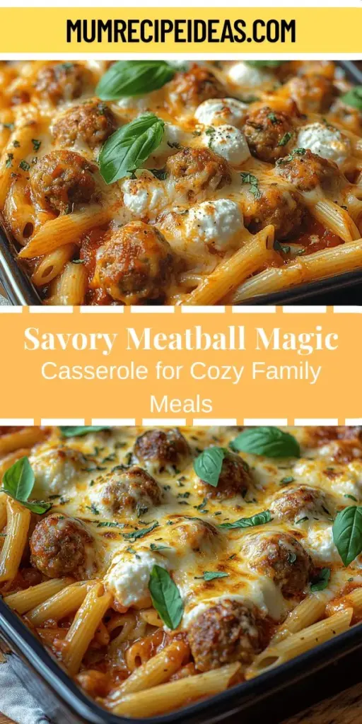 Discover the ultimate comfort food with the Savory Meatball Magic Casserole! This one-dish wonder combines hearty meatballs, tender penne pasta, and a rich marinara sauce, making it perfect for busy families or gatherings. With options for beef, turkey, or plant-based meatballs, you can easily cater to different tastes. Layered with a delectable cheese mixture and seasoned to perfection, this casserole is not only satisfying but also fosters togetherness around the dinner table. Enjoy easy preparation and minimal cleanup while creating lasting memories with this delightful dish!