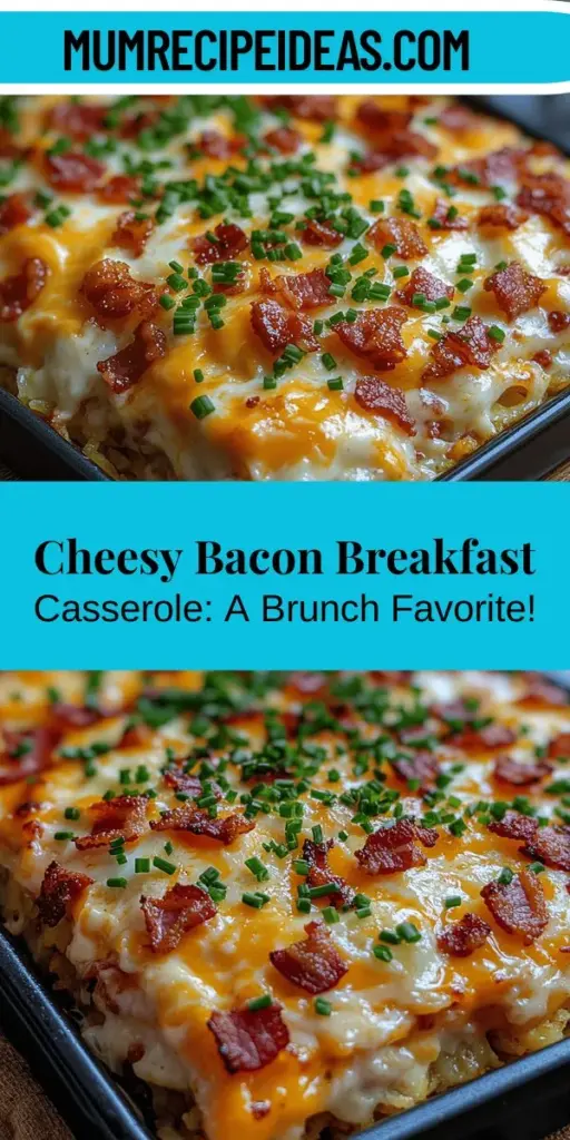Discover the ultimate comfort food with this Cheesy Bacon Breakfast Casserole recipe! Perfect for busy mornings and family gatherings, this hearty dish combines crispy bacon, creamy cheeses, fluffy eggs, and savory veggies for a delicious start to your day. Easily prepared in advance, it’s ideal for brunch or meal prep. Dive into a scrumptious mix of flavors and textures that everyone will love. Unleash your inner chef with this delightful recipe!