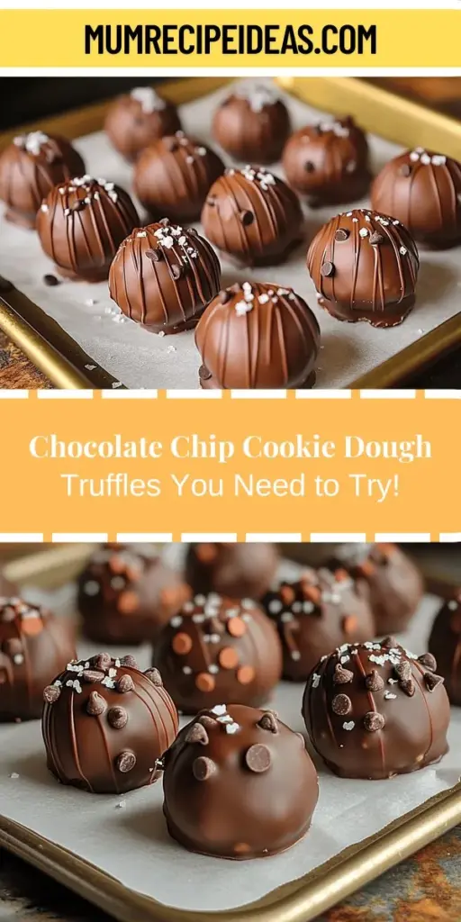 Looking for a delicious and safe way to indulge in cookie dough? Try these Chocolate Chip Cookie Dough Truffles! This no-bake recipe is perfect for satisfying your sweet tooth with a creamy, chocolate-coated center. Made from toasted flour, butter, sugars, and chocolate chips, these truffles offer a delightful twist on a classic favorite. They're easy to make, great for sharing, and perfect for any occasion. Treat yourself or impress guests with this gourmet dessert!