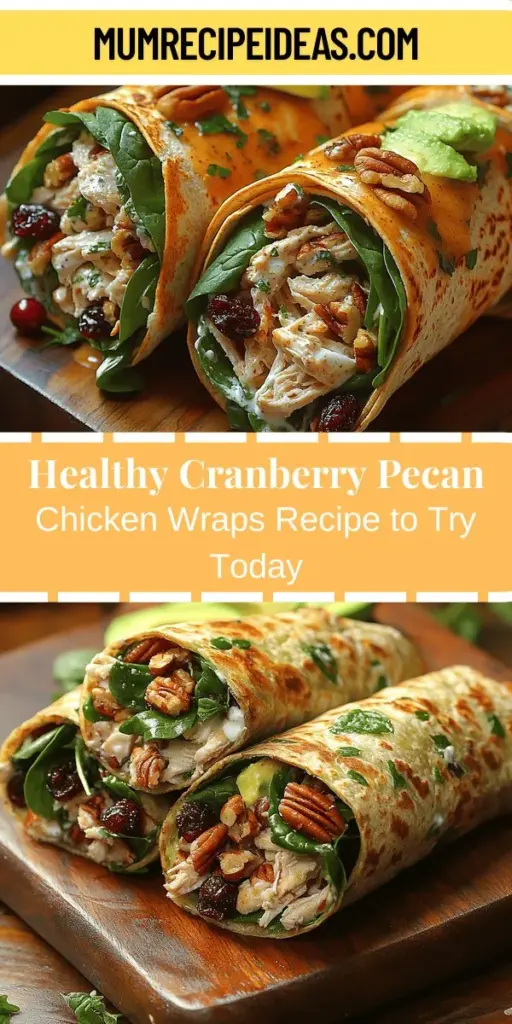 Discover the delicious and healthy Cranberry Pecan Chicken Wraps, a perfect meal option for busy days or light dinners. Packed with lean protein, nutritious greens, and crunchy pecans, these wraps are not only easy to prepare but can be customized to fit any dietary preference. This recipe combines sweet dried cranberries with savory chicken, creating a flavor explosion you'll love. Perfect for meal prep, enjoy a wholesome, satisfying wrap anytime with this simple guide.