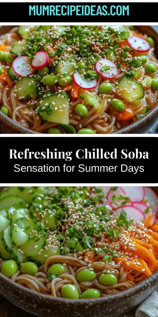 Looking for a refreshing dish to enjoy on warm days? Try the Chilled Soba Sensation! This vibrant meal highlights soba noodles, made from buckwheat flour, which are rich in protein and fiber. Packed with fresh vegetables like cucumbers and carrots, it’s not only delicious but also highly customizable to suit your dietary preferences. Ideal for lunch, a side dish, or a quick dinner, this noodle bowl is both nutritious and satisfying, making it perfect for summer dining!
