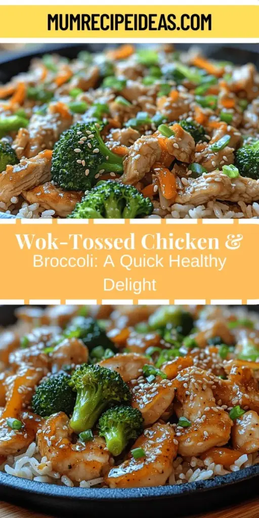 Discover the delicious Wok-Tossed Chicken & Broccoli Delight recipe, a perfect blend of flavors and nutrition. This quick stir-fry features tender chicken breast marinated for flavor and crisp broccoli packed with vitamins. With aromatic garlic and ginger, along with a savory sauce of soy and oyster sauce, every bite is a delight. Ideal for busy weeknights, this dish is healthy, satisfying, and easy to customize with your favorite veggies or proteins!