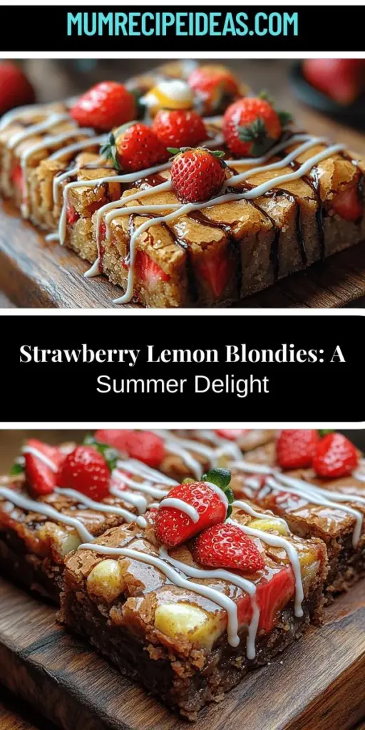 Bring a taste of summer to your kitchen with these Strawberry Lemon Blondies! Combining the sweetness of fresh strawberries and the zesty brightness of lemons, this delightful dessert promises a perfect balance of flavors. Easy to make and visually appealing, these blondies are ideal for gatherings or a sweet treat at home. Discover tips for selecting the best ingredients and step-by-step instructions to ensure perfect results every time. Enjoy a blissful bite!