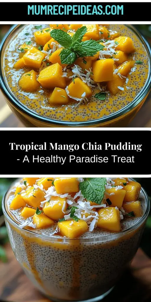 Indulge in the deliciousness of Tropical Dream Creamy Mango Chia Pudding, the ultimate healthy treat that delights your senses. This vibrant dessert combines creamy coconut milk, sweet ripe mangoes, and nutrient-packed chia seeds, creating a refreshing dish perfect for breakfast or dessert. Enjoy the satisfying textures and health benefits while savoring the tropical flavors. Easy to prepare and customizable, this pudding is a guilt-free indulgence you'll love making.