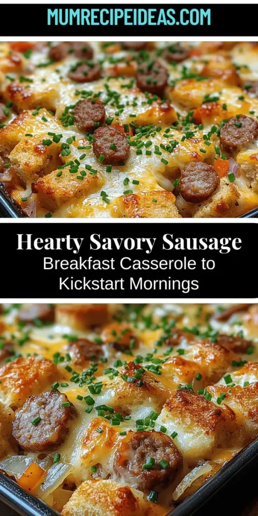 Kickstart your mornings with a Savory Sausage Breakfast Casserole that's bursting with flavor! This hearty dish combines juicy sausage, fresh vegetables, and melty cheese, making it perfect for family brunches or meal prepping. Learn how to customize it to suit your taste, whether you prefer a spicy kick or a mild flavor. With easy preparation steps and nutritional benefits, this casserole is a delicious way to bring everyone together for breakfast. Explore this versatile recipe and make every day a flavorful feast!