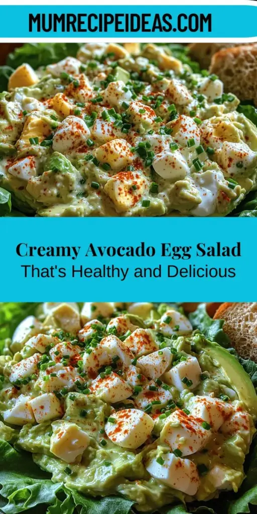 Discover the refreshing and nutritious creamy avocado egg salad that elevates a classic favorite! Packed with protein-rich eggs, healthy fats from avocado, and a tangy twist of Greek yogurt, this version is both indulgent and health-conscious. Perfect for lunches, brunches, or picnics, it’s versatile enough to be served on toast, in wraps, or with fresh veggies. Enjoy endless customization options and savor each delicious bite!