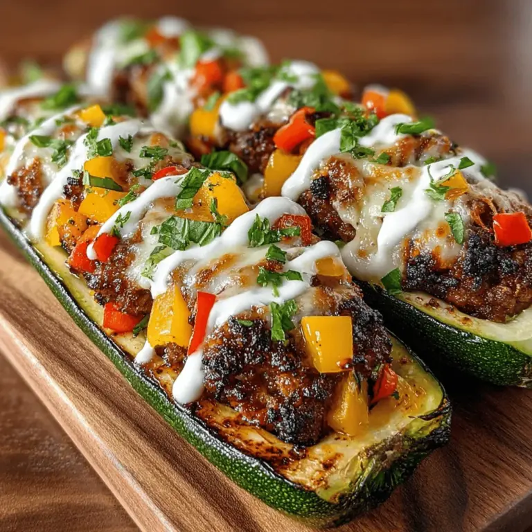 Zucchini boats are a delightful and health-conscious option for meals, showcasing the perfect blend of flavor and nutrition. These hollowed-out zucchinis serve as a canvas for a variety of fillings, but today we will focus on a particularly savory combination: grilled zucchini boats stuffed with turkey sausage. This dish not only emphasizes a spectrum of flavors—from the savory depth of the turkey sausage to the fresh crunch of garden vegetables—but also features the delicious melt of cheese on top. Whether you are looking for a weeknight dinner, a meal prep option, or a crowd-pleasing appetizer, these zucchini boats cater to a range of dietary preferences, making them a versatile addition to any recipe repertoire.