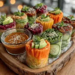 Summer rolls have gained immense popularity across various cuisines, particularly in Vietnamese cooking. These versatile wraps are known for their lightness and refreshing flavors, making them a favorite during warmer months. They typically consist of fresh vegetables, proteins, and herbs, all neatly enveloped in delicate rice paper. Among the myriad of summer roll variations, the Rainbow Summer Rolls stand out, not only for their vibrant colors but also for their emphasis on fresh, healthy ingredients. They are an ideal dish for summer gatherings, picnics, or even a light lunch or dinner.