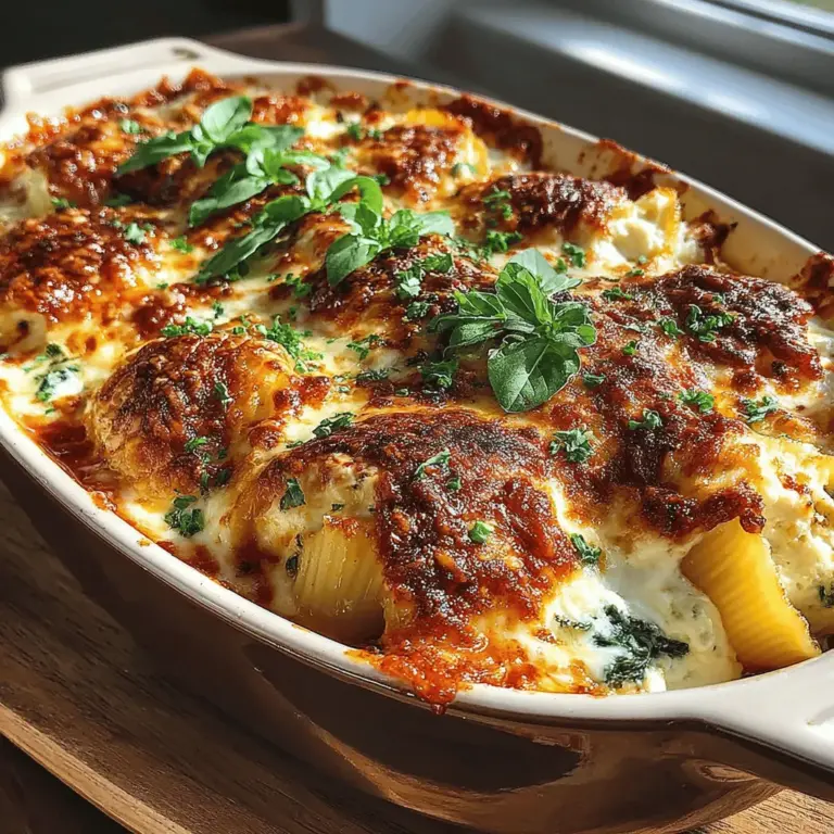 If you’re looking for a dish that combines comfort with nutrition, the Creamy Spinach and Ricotta Shell Bake is an excellent choice. This delightful recipe features large pasta shells stuffed with a rich mixture of spinach and creamy ricotta cheese, all baked to perfection in a savory sauce. The dish is not only visually appealing but also offers a harmonious balance of flavors and textures that can please even the pickiest of eaters.