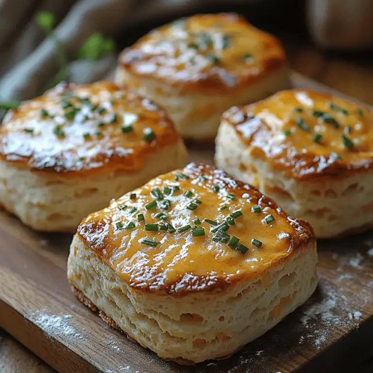 Savory Cheddar Chive Biscuits are not just a treat for your taste buds; they are a delightful fusion of cheesy goodness and the fresh, vibrant flavor of chives, making them a standout addition to any meal. This recipe hails from the Southern United States, where biscuits are a staple of comfort food, often enjoyed at breakfast or as a side dish. The combination of sharp cheddar cheese and aromatic chives in a flaky biscuit elevates this classic dish, transforming it into an irresistible option for any occasion.
