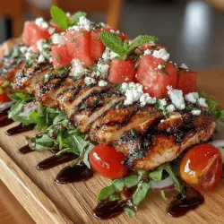 Fresh mint is one of the star players in this Grilled Chicken & Watermelon Salad. Its vibrant flavor not only enhances the overall taste of the salad but also adds a refreshing aroma that complements the sweetness of the watermelon and the savory notes of the grilled chicken. When selecting mint, look for bright green leaves without any brown spots. Fresh mint can be used whole or chopped finely, depending on your preference. The herb should be added to the salad just before serving to maintain its bright color and flavor.