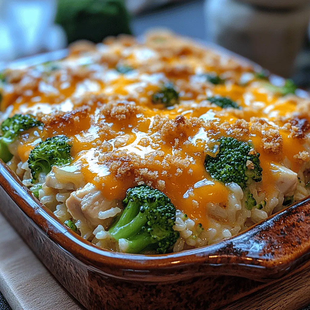 Cheesy Chicken Broccoli Rice Bake is a delightful and hearty dish that combines the comforting flavors of chicken, broccoli, and cheese with the satisfying texture of rice. This recipe is not only a crowd-pleaser but also a practical option for busy weeknights, thanks to its straightforward preparation and one-dish cooking method. The appeal of this meal lies in its simplicity and the ability to satisfy both the palate and the appetite. Whether you are looking for a quick family dinner or a dish to impress guests, this bake is versatile enough to fit the bill.