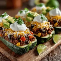 To create the filling for your Zesty Zucchini Taco Boats, start by browning the meat. This step is crucial as it builds the flavor foundation for your dish. For this recipe, you can use ground beef, turkey, or even plant-based alternatives for a vegetarian option.