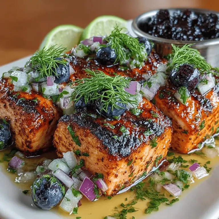 In the world of summer grilling, few dishes capture the essence of seasonal flavors quite like Salmon Skewers paired with a refreshing Blueberry Salsa. Imagine succulent pieces of salmon grilled to perfection, complemented by a vibrant salsa that offers a delightful contrast of sweetness and tang. This dish is not just a visual feast; it also tantalizes the taste buds, making it an ideal choice for gatherings, barbecues, or a simple weeknight dinner.