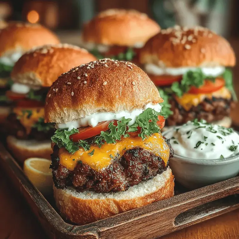 When it comes to creating memorable meals for gatherings or even simple weeknight dinners, few foods can rival the charm and versatility of sliders. These miniature burgers are not only fun to eat but also provide a canvas for an array of flavors, toppings, and sauces that can cater to any palate. The Mini Burger Bliss recipe stands out as a delightful option, combining simplicity with an explosion of flavor that is sure to impress. At the heart of this recipe is a special garlic aioli that elevates these small bites to gourmet status, making them a perfect choice for any occasion.