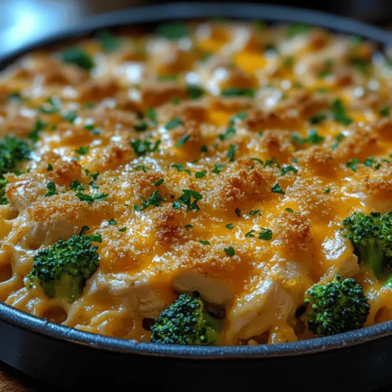 Comfort food has a unique ability to evoke feelings of warmth and satisfaction, often serving as a nostalgic reminder of family gatherings and cozy evenings spent around the dinner table. Among the myriad of comforting options, the Cheesy Delight: Creamy Chicken and Broccoli Bake stands out as a quintessential dish that offers not just flavor but also a well-rounded nutritional profile. This hearty bake combines tender chicken, vibrant broccoli, and wholesome pasta enveloped in a rich, creamy sauce, making it an ideal choice for family dinners or meal prep.