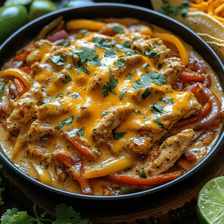 Fajitas have become a beloved staple in Mexican cuisine, renowned for their vibrant flavors and satisfying textures. Originating from the border regions of Mexico and Texas, these sizzling meals typically feature grilled meats served with sautéed peppers and onions, all wrapped in warm tortillas. The popularity of fajitas has soared, making them a go-to dish for families seeking a quick and delicious meal option. Among the myriad variations, the Sizzling Creamy Chicken Fajita Skillet stands out for its ease of preparation and rich, comforting flavors. This dish combines tender chicken, colorful vegetables, and a creamy sauce, all cooked in a single skillet, making it perfect for busy weeknight dinners.