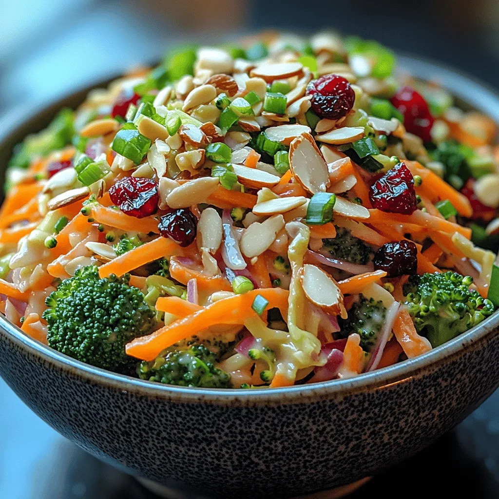 The Crunchy Broccoli Slaw Salad is not just a dish; it's a delightful celebration of textures and flavors that can elevate any meal plan. This salad is a feast for the eyes, brimming with vibrant colors and fresh ingredients that promise both nutrition and satisfaction. With its crunchy broccoli slaw base, the salad offers a refreshing alternative for those seeking a light lunch or a nutritious side dish that complements heavier entrees.