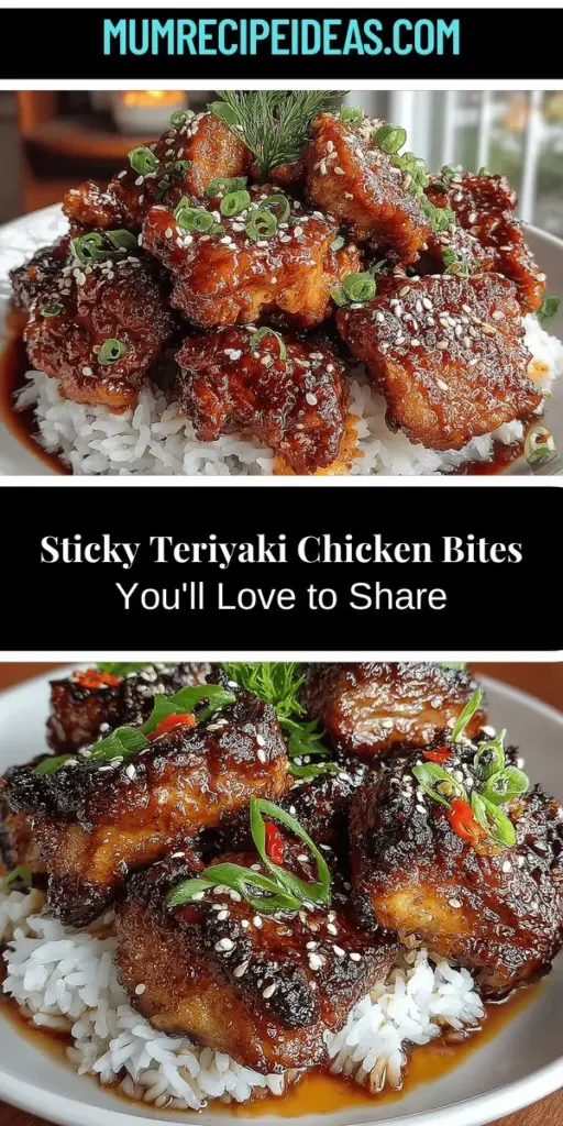 Discover the delicious world of Sticky Teriyaki Glazed Chicken Bites! This easy recipe features tender chicken thighs coated in a rich, homemade teriyaki sauce that balances sweet and savory flavors. Perfect for family dinners or gatherings, these bite-sized treats are both satisfying and versatile. Learn how to marinate, cook, and serve these flavorful bites, and explore variations to cater to different dietary preferences. Elevate your meal with this delightful dish!