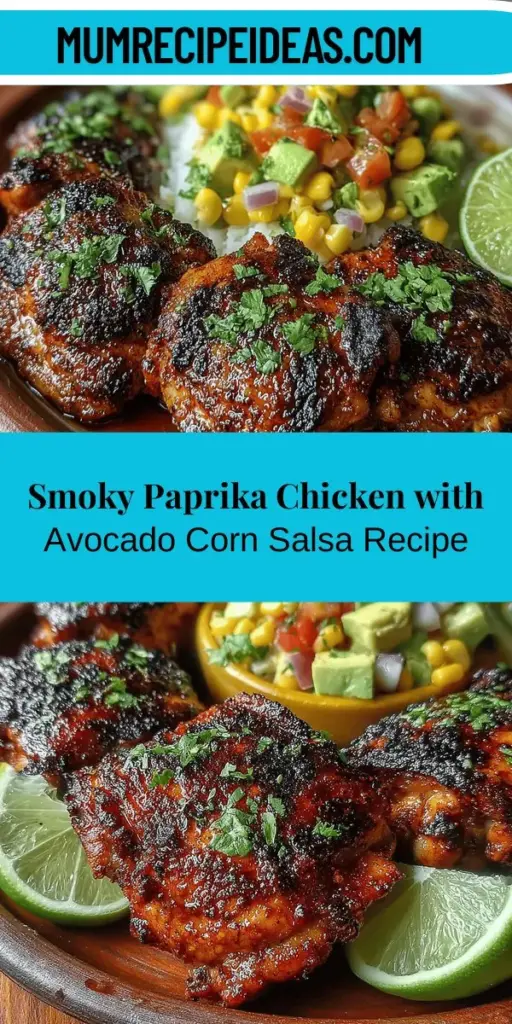 Discover the perfect meal that combines flavor and health with Smoky Paprika Chicken and Zesty Avocado Corn Salsa. Enjoy the smoky depth of marinated chicken paired with a refreshing, vibrant salsa made from fresh corn, ripe avocados, and zesty lime. This easy-to-make dish not only tantalizes the taste buds but is also packed with nutrients, making it ideal for summer gatherings, family dinners, or meal prep. Impress your loved ones with this colorful and delicious recipe that brings a burst of flavors to your table.