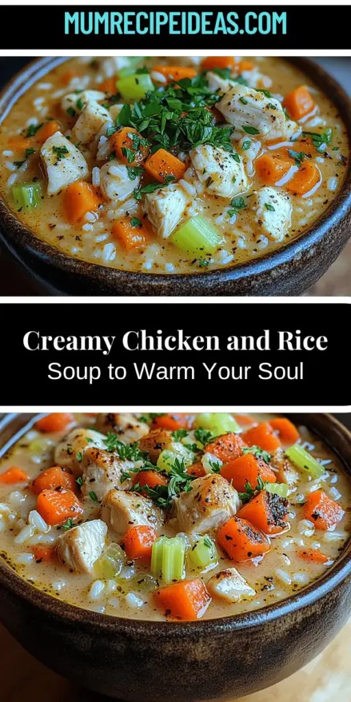 Warm up your winter nights with this Cozy Creamy Chicken and Rice Soup! This heartwarming recipe takes the classic dish to new heights, blending rich creaminess with tender chicken and wholesome veggies. Perfect for family gatherings or cozy evenings, this soup is not just a meal but a delightful experience that evokes nostalgia. Discover the therapeutic joys of homemade cooking while nourishing your body and soul with every comforting bite. Enjoy a bowl of warmth today!