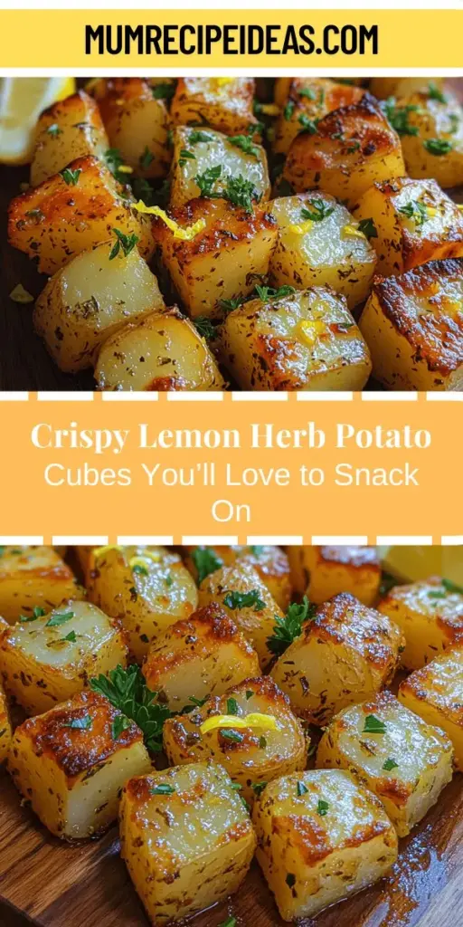 Discover the irresistible crunch and bright flavors of Crispy Lemon Herb Potato Cubes! Perfect as a side dish or snack, these golden cubes balance the zesty notes of fresh lemon, aromatic herbs, and the richness of olive oil. Made with Russet potatoes for perfect crispiness, this simple recipe is a crowd-pleaser, adaptable for any occasion. Follow our step-by-step guide to achieve a delightful texture and serve them alongside your favorite proteins for a wholesome meal. Elevate your culinary experience with this tasty dish!