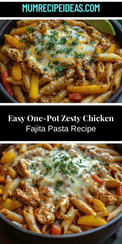 Discover the deliciousness of One-Pot Zesty Chicken Fajita Pasta! This easy recipe combines the bold flavors of chicken fajitas with hearty pasta, making it perfect for busy weeknights or gatherings. With vibrant vegetables, zesty spices, and minimal cleanup, you can whip up a satisfying meal in just 30 minutes. Adaptable for different dietary needs, this dish is a feast for both the eyes and the palate. Elevate your cooking with this flavorful fusion!