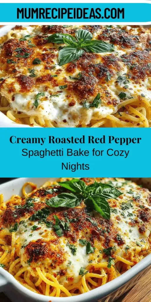 Discover the ultimate comfort food with this Creamy Roasted Red Pepper Spaghetti Bake. This delightful dish blends the sweet and smoky flavors of roasted red peppers with a rich, creamy sauce enveloping al dente spaghetti. Perfect for family dinners or gatherings, it's vibrant and satisfying. With a blend of fresh herbs, melting cheeses, and buttery goodness, this recipe promises to become a beloved favorite. Try it as is, or customize it to suit your taste!