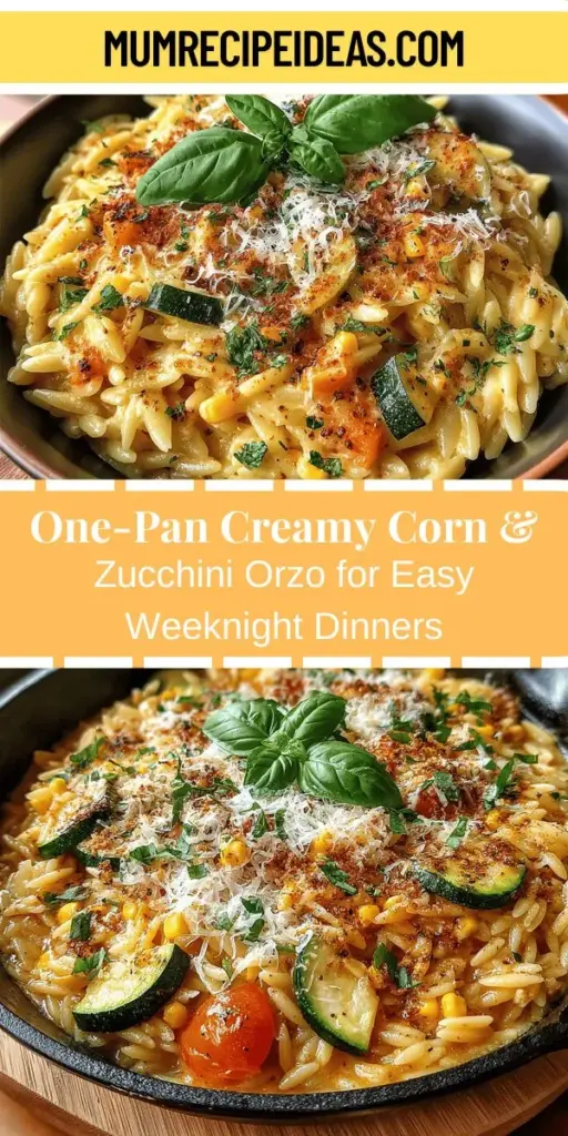 Discover the joy of cooking with One-Pan Creamy Corn & Zucchini Orzo, a vibrant and flavorful dish that comes together effortlessly in a single skillet. This recipe blends sweet corn and tender zucchini into a creamy sauce that is both comforting and nutritious. Ideal for busy weeknights or leisurely weekends, this satisfying meal is perfect for everyone, whether you're a meat-eater or vegetarian. Elevate your dinner routine with this easy-to-make dish that promises minimal cleanup and maximum flavor!