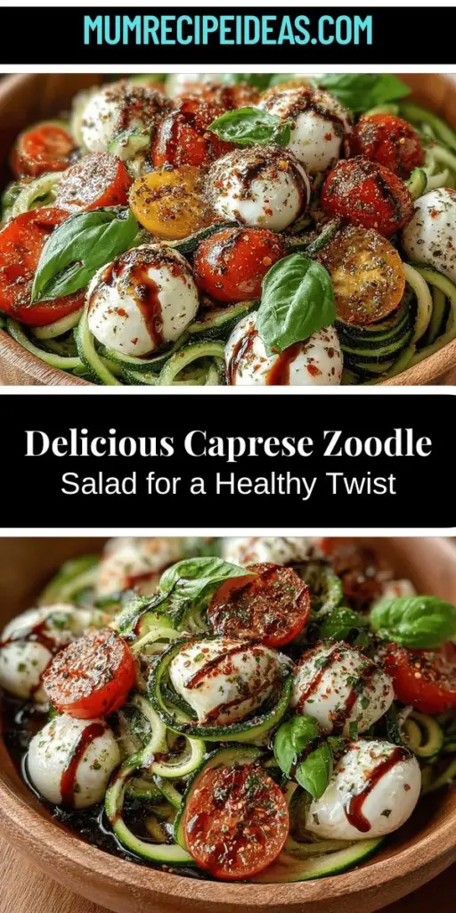 Discover the Fresh & Flavorful Caprese Zoodle Salad, a delightful take on the classic recipe that combines ripe tomatoes, creamy mozzarella, and fragrant basil with zoodles—spiralized zucchini noodles. This light and nutritious dish is perfect for health-conscious eaters or anyone wanting a delicious meal. Packed with vitamins and antioxidants, it's versatile enough for lunch, dinner parties, or summer barbecues. Get ready to impress with a fresh, vibrant salad that’s bursting with flavor!
