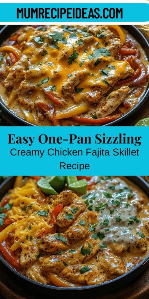 Discover the deliciousness of the Sizzling Creamy Chicken Fajita Skillet, a quick and satisfying meal perfect for busy weeknights. This one-pan recipe combines tender chicken, colorful bell peppers, and savory spices in a creamy sauce, all ready in under 30 minutes. With the ease of skillet cooking, you'll have minimal cleanup while enjoying a wholesome dish that the whole family will love. Embrace vibrant flavors and get inspired to create your own custom variations!