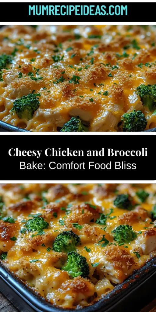 Indulge in the ultimate comfort food with this Cheesy Delight: Creamy Chicken and Broccoli Bake. This hearty dish combines tender chicken, vibrant broccoli, and whole wheat pasta in a rich, creamy cheese sauce for a family-friendly meal that's both satisfying and nutritious. Packed with protein and essential vitamins, it's perfect for cozy dinners or meal prep. Customize it to fit dietary needs and enjoy a dish that brings everyone together at the table.