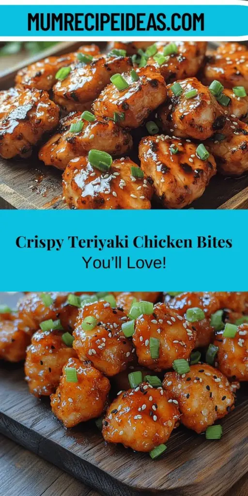 Discover the delightful world of Crispy Teriyaki Chicken Bites, a dish loved for its savory-sweet flavor and satisfying crunch. Perfect for casual gatherings, game days, or family dinners, these bites are easy to make at home. The recipe features juicy chicken marinated in a rich teriyaki sauce made from soy sauce, mirin, and honey, achieving a crispy texture through a simple cornstarch dredging technique. Impress your guests and satisfy your cravings with this flavor-packed dish!