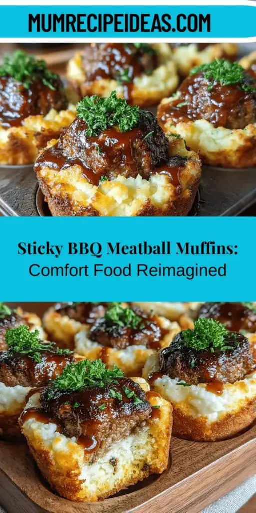 Whip up a delightful family favorite with Sticky BBQ Meatball & Mashed Potato Muffins! This unique dish pairs creamy mashed potatoes with savory meatballs smothered in a tangy BBQ sauce, making it perfect for potlucks or weeknight dinners. Choose between ground beef or turkey for your meatballs, and customize the sauce to suit your taste. Easy to make and oh-so-satisfying, these muffins are sure to please both kids and adults alike!