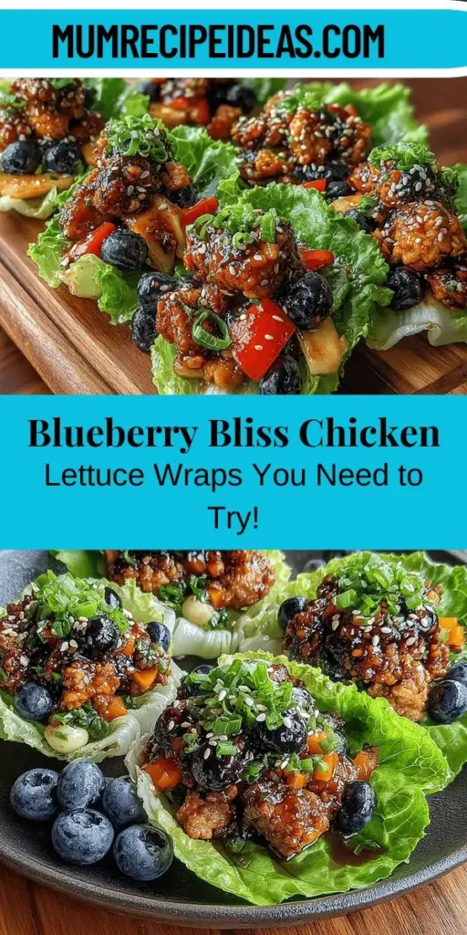 Discover the delicious fusion of savory and sweet with Blueberry Bliss Chicken Lettuce Wraps! This innovative dish combines lean ground chicken with fresh blueberries and colorful vegetables for a nutritious, low-carb meal that's perfect for any diet. Easy to make and visually appealing, these wraps are a great choice for lunch, dinner, or as a crowd-pleasing appetizer. Elevate your dining experience while enjoying a burst of flavor in every bite!