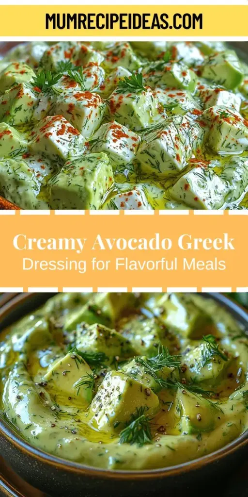 Discover the ultimate Creamy Avocado Greek Dressing that elevates your meals with its rich, healthy flavors. Made with creamy avocado, Greek yogurt, and vibrant herbs, this versatile dressing pairs perfectly with salads, grilled proteins, and fresh veggies. Learn how to prepare it easily, explore variations, and enjoy its nutritional benefits. Transform your culinary creations with this delicious and nutritious dressing that's sure to impress!