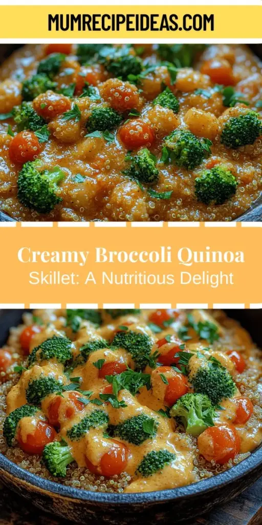 Discover the Creamy Broccoli Quinoa Skillet, a nutritious and delicious dish perfect for any meal. Combining protein-packed quinoa with vibrant broccoli and a rich coconut milk sauce, this recipe is both satisfying and wholesome. Ideal for vegan and gluten-free diets, it's a feast for the senses with its nutty, creamy textures and fresh flavors. Enjoy this hearty skillet as a main dish or a delightful side, and explore endless variations to suit your taste!