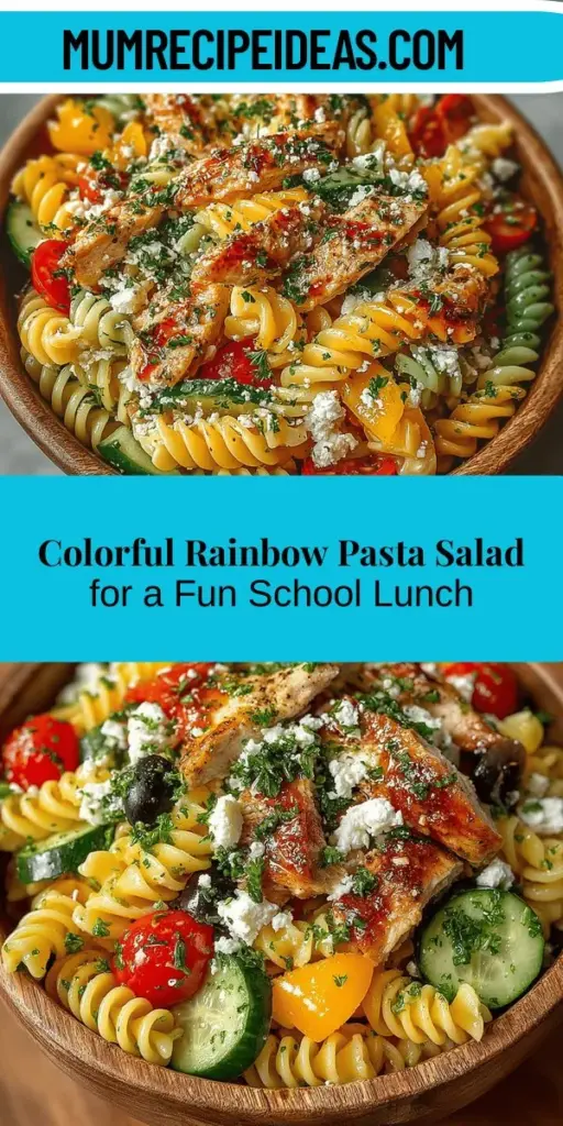 As school days approach, meal planning becomes essential for busy families. Brighten up lunchtime with a delicious Back-to-School Rainbow Pasta Salad! This nutritious dish combines tri-color rotini pasta with fresh veggies like cherry tomatoes, cucumbers, and bell peppers for a vibrant and appealing meal. Quick to prepare and easy to pack, it's perfect for lunchboxes and family dinners. Encourage healthy eating habits with this fun, colorful culinary adventure that kids will love!