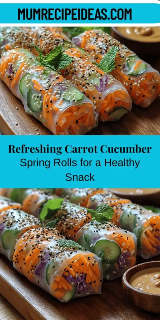 Discover the vibrant and refreshing world of crunchy carrot cucumber spring rolls! These delightful rolls are packed with fresh vegetables like carrots, cucumbers, and purple cabbage, making them not only a feast for the eyes but also a healthy snack option. With their easy preparation and customizable fillings, these spring rolls can serve as appetizers, quick snacks, or light meals. Perfect for any culinary enthusiast, they offer a burst of flavor and numerous health benefits. Enjoy the process of creating this delicious dish that everyone will love!