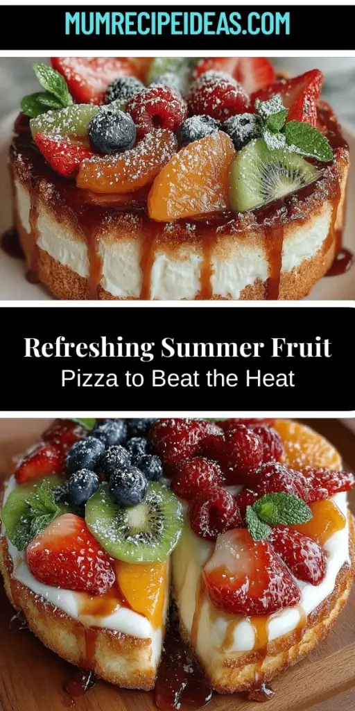 Embrace the vibrant flavors of summer with this Sun-Kissed Summer Fruit Pizza. A delightful blend of a buttery cookie-like crust, rich cream cheese layer, and an array of colorful fresh fruits create a visually stunning and refreshing dessert perfect for any warm-weather gathering. This easy-to-make treat is customizable to your favorite seasonal fruits, making it a crowd-pleaser for picnics, birthdays, or family dinners. Enjoy a guilt-free indulgence that celebrates the tastes of the season!