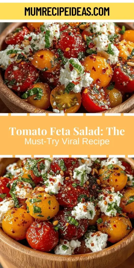 Discover the charm of the Viral Tomato Feta Salad that has captivated food lovers everywhere! This vibrant and refreshing salad combines juicy cherry tomatoes, creamy feta cheese, and aromatic basil for a delightful dish perfect for summer gatherings or a light meal. With its minimal preparation and maximum flavor, it's easy to customize to your tastes. Enjoy it as a side dish to grilled meats, take it on picnics, or make it a meal prep favorite!