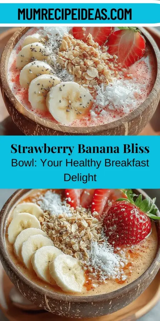 Discover the vibrant world of smoothie bowls with this refreshing Strawberry Banana Bliss Bowl recipe! Featuring ripe bananas and juicy strawberries, this bowl is packed with nutrition and flavor. It's a perfect breakfast or snack option, rich in vitamins, antioxidants, and fiber. Learn about the health benefits of each ingredient and follow easy preparation steps to create your own delicious masterpiece. Customize with granola and toppings for added crunch and variety. Enjoy a delightful, nutritious experience that fits into any healthy lifestyle!